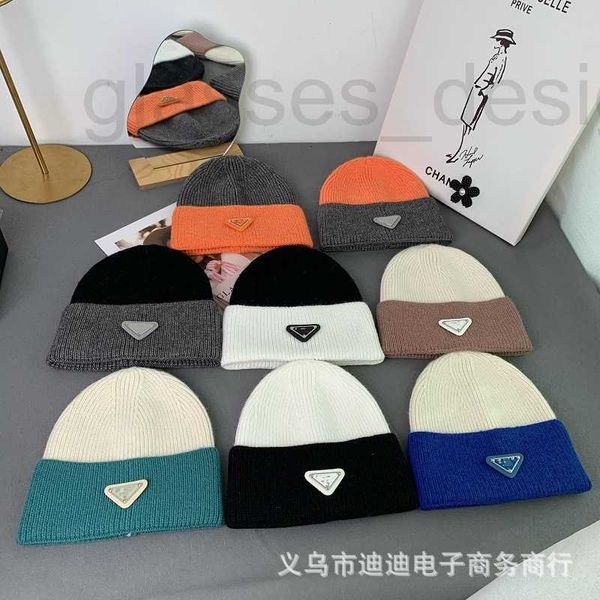 BEANIE/SCHULL CAPS DESIGNER Triangolo a maglia Cappello di lana a maglia da donna Autumn Inverno Blast Street Colore abbinata Short Ins Fashi