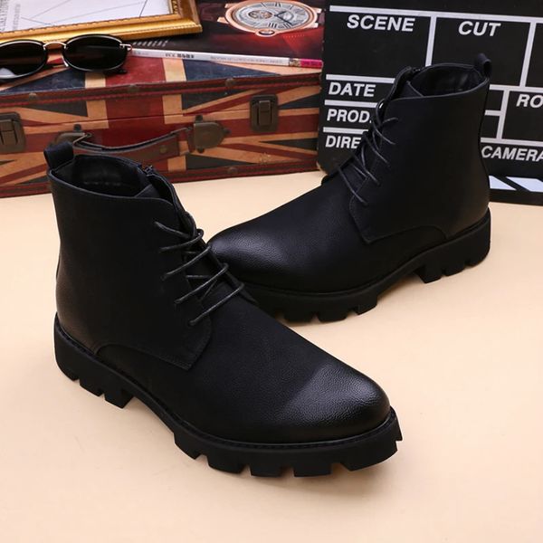 Stivali stile coreano mens stivali casual con plateau scarpe in vera pelle calda pelliccia invernale neve bottines caviglia nera botas hombre chaussure 231121