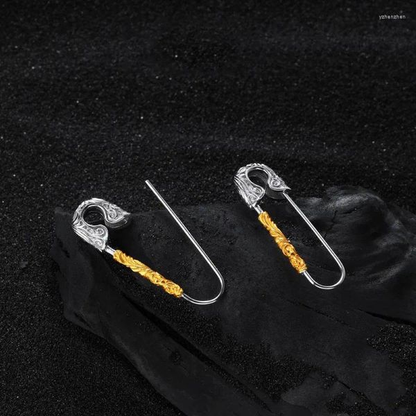 Серьги-гвоздики Ventfille, серьги из стерлингового серебра 925 пробы для женщин, подарок в стиле ретро, текстура J, скрепка для бумаг, модные универсальные ювелирные изделия, падение