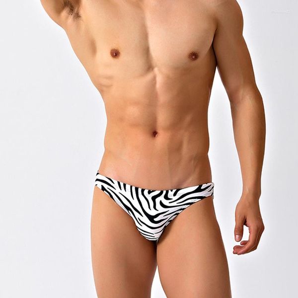 Roupa de banho masculina M66 sexy cintura baixa masculina praia zebra padrão biquínis natação piscina maiôs cuecas de banho tamanho pequeno