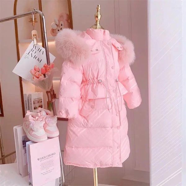 Piumino 2023 Ragazze invernali Dolce Giacca con cappuccio Grande collo di pelliccia Bambini Parka Abbigliamento per bambini Antivento Addensare Cappotti caldi