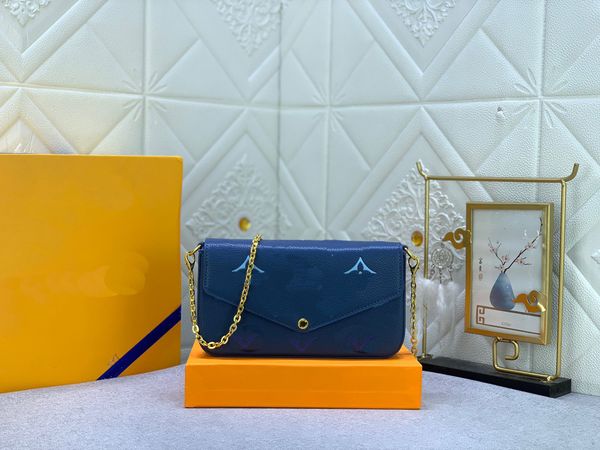 24SS Top-Marke, hohe Qualität, klassische blaue Clamshell-Tasche, modische Handtasche, Mini-Umhängetasche, Designer-Tasche, Damenhandtasche, luxuriöse Schultertasche aus Leder mit Buchstabendruck