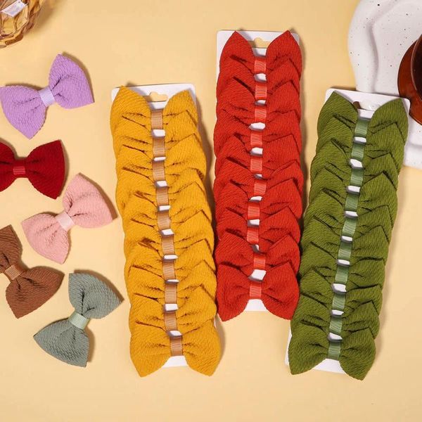 Accessori per capelli 10 pezzi / set fiocco solido da 2,9 pollici con clip per ragazze copricapo copricapo forcina carino barrette per bambini bambino