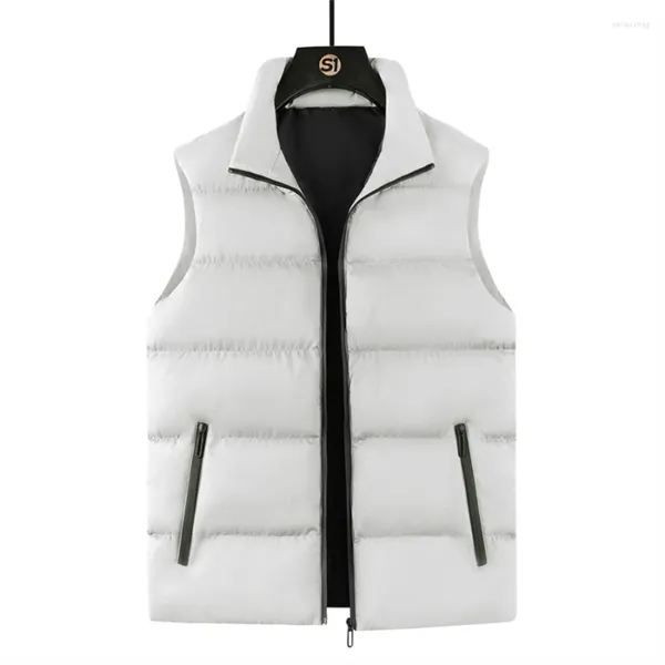 Gilet da uomo Giacca senza maniche Autunno Inverno Gilet caldo spesso imbottito con colletto alla coreana Gilet da esterno Abbigliamento da lavoro Abbigliamento maschile Oversize