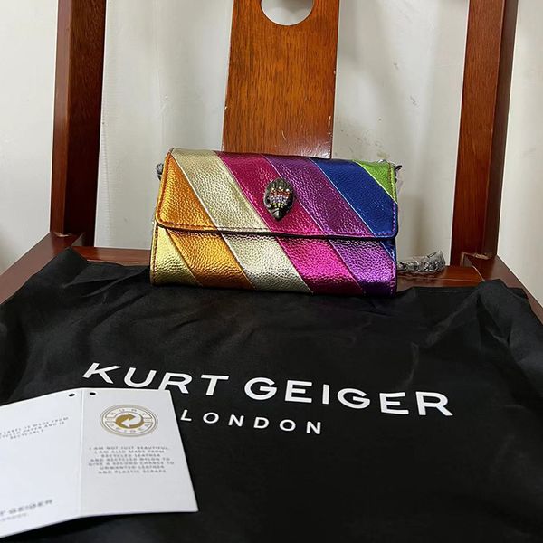 Sacos de noite Kurt G Luxo Embreagem Multi Colorido Patchwork Bolsa Elegante e Elegante Jantar Metálico Cadeia Articulação Bolsa 230421