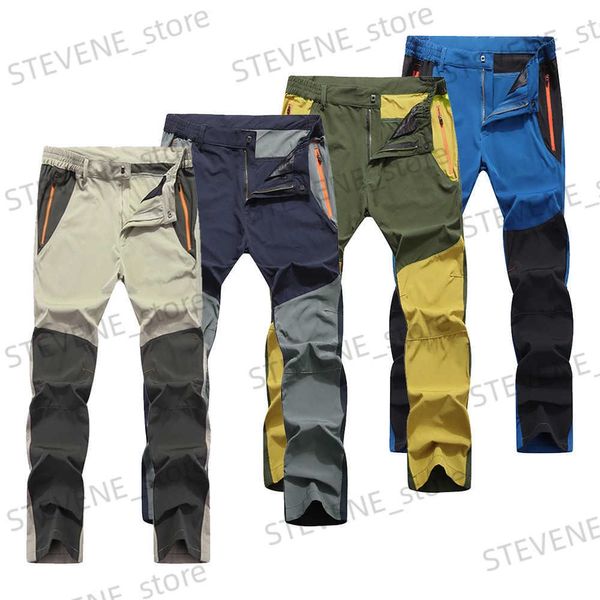 Calças masculinas Homens Caminhadas Calças de Acampamento Resistente ao Desgaste de Secagem Rápida Anti UV Calça Impermeável Calças Elásticas 5XL Escalada Trekking Verão T231121