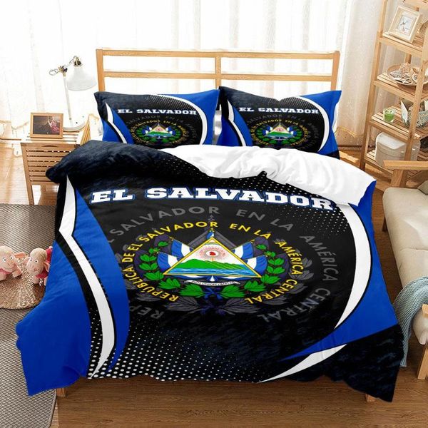 Bedding Sets de alta qualidade Tampa de edredão impressa em 3D com conjunto de travesseiros El Salvador Cedro Infres