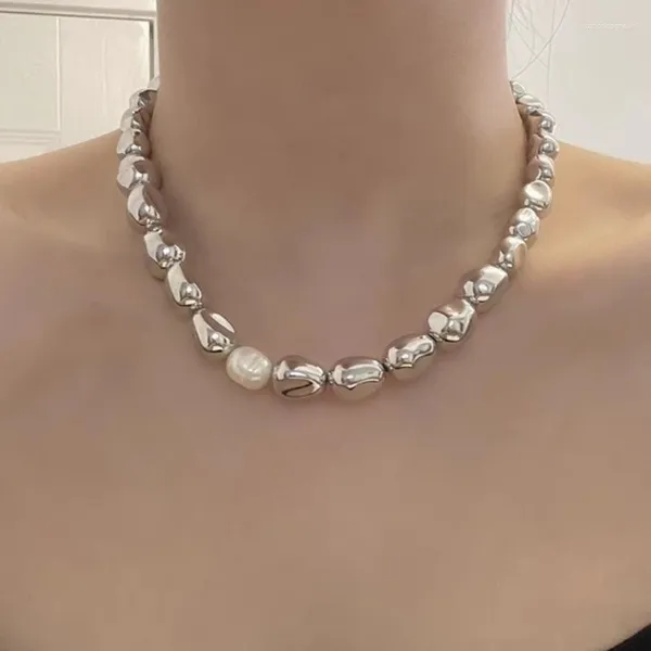 Ожерелья с подвесками, индивидуальное ожерелье в стиле панк, жемчужное ожерелье в стиле барокко для женщин, очаровательное колье-цепочка из нержавеющей стали, ювелирные изделия