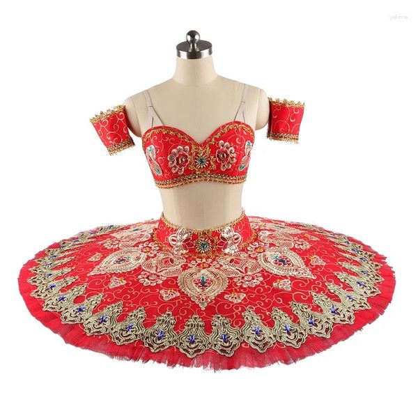 Etapa desgaste profesional alta calidad diseño exquisito tamaño personalizado niñas mujeres adultas 12 capas rendimiento rojo clásico ballet tutu