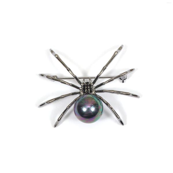 Broschen Hochwertige Metall-Schwarz-Kristall-Spinnenbrosche Benutzerdefinierte Perle Fabergé-Frauen für Halloween-Geschenk