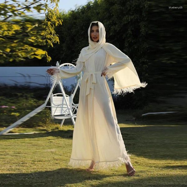 Ethnische Kleidung Robe Femme Musulmane Arabisch Langarm Einfarbig Mantel Muslimischen Kleid Hijab Abayas Für Frauen Abaya Kimono Strickjacke Arabes