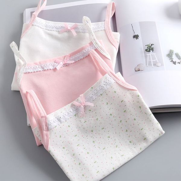 Tamas de verão Tamas de verão Tampos para meninas Desenhos íntimos de desenho animado adolescentes jovens em lingerie algodão esporte Top Children Subshirts 3pcs lote 230420