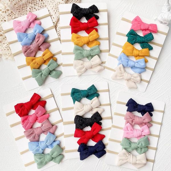 Haarschmuck 5 Teile/los Nette Baby Bögen Mädchen Stirnband Nylon Stirnbänder Turbe Haarbänder Für Kinder Babys Band Geboren