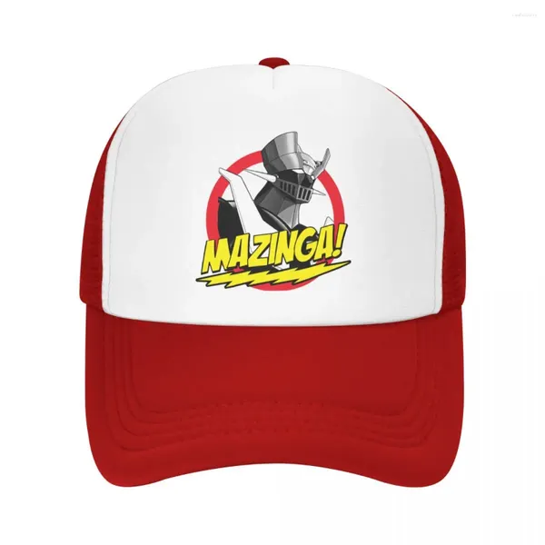 Шариковые кепки Mazinga Trucker Hat Мужчины Женщины Хип-Хоп BaZinGa Теория большого взрыва Mazinger Dad Солнцезащитные шляпы Спортивная кепка Бейсболка с регулируемой сеткой