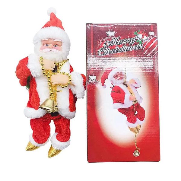 Noel Oyuncak Malzemeleri Elektrikli Tırmanma Noel Baba Dekorasyonu Noel Elektrik Şarkı Şarkı Santa Bebekler Noel için Noel Baba Homedecor 231121