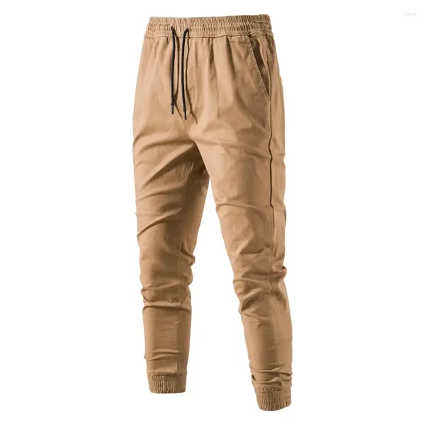 Pantaloni da uomo Primavera Autunno Uomo Cachi Taglie forti Tuta casual traspirante Pantaloni moda Pantaloni lunghi con lacci Verde Marrone Ragazzi 3XL