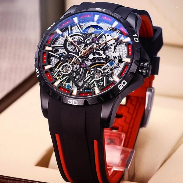 Armbanduhren Uhr für Männer AILANG Top Marke Automatische Leucht Mondphase Uhr Wasserdichte Doppel Tourbillon Mechanische Uhren Reloj