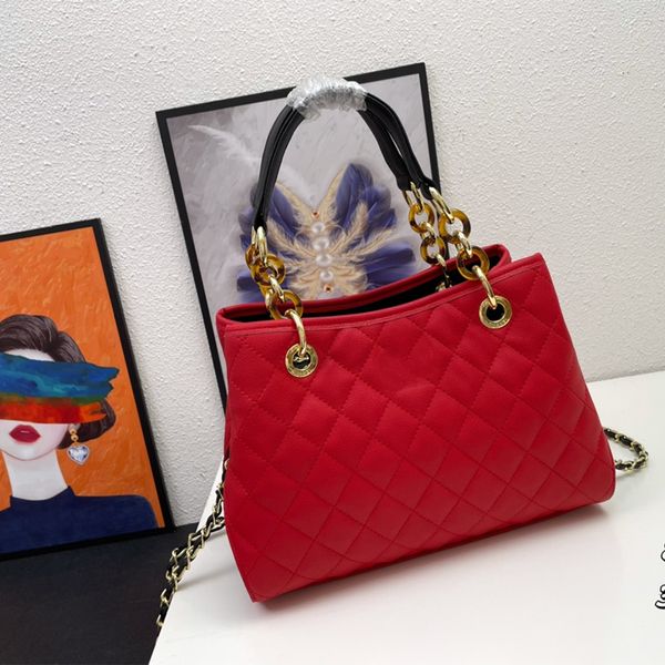 Markentasche Luxus-Rindslederhandtasche Mode-Umhängetasche Rote Diamant-Kettentasche Einkaufstasche mit großer Kapazität Herbst und Winter alles