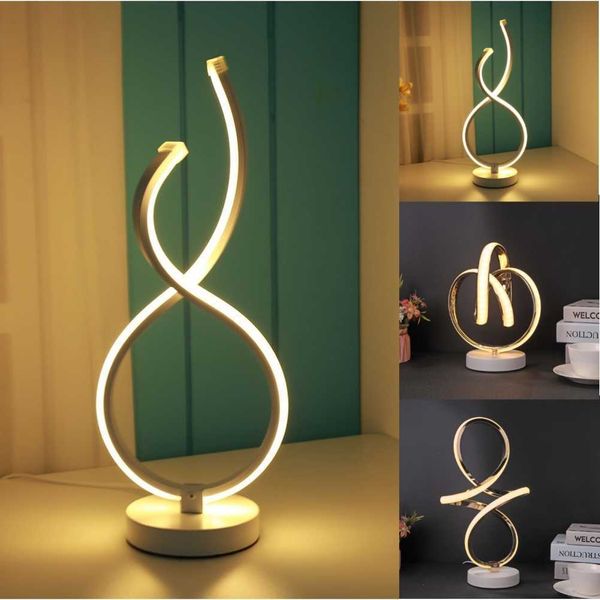 Modern LED masaüstü dekor hafif sarmal şekil standı masa sanat lambası sanat dekorasyonu komodin lambaları yatak odası için düşük enerji tüketimi AA230421