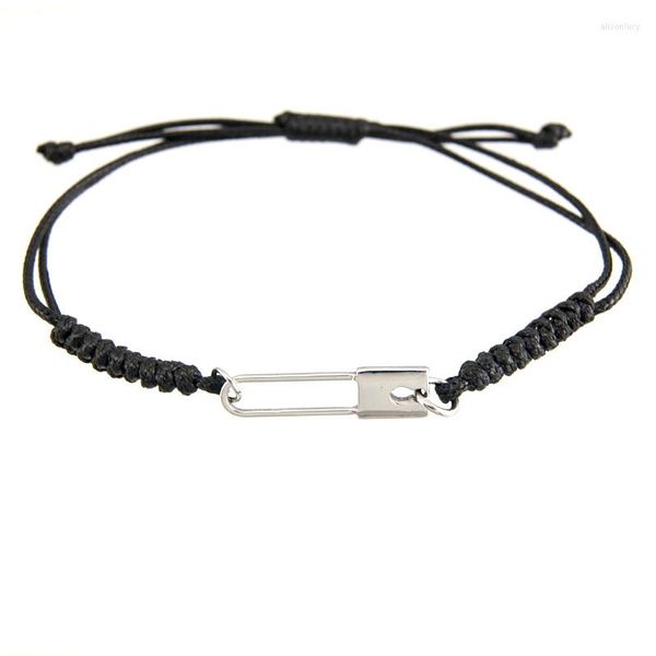 Bracelets de charme Mulheres Pulletores de cordão ajustável Conector de cadeado pendente de aço inoxidável preto cor cor de cor vermelha