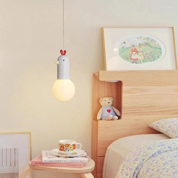 Lâmpadas pendentes quarto infantil pequeno bonito com capuz pato lâmpada simples dos desenhos animados bebê menina menino quarto luzes de suspensão de cabeceira