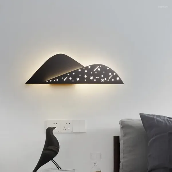 Lâmpada de parede nórdica moderna decoração do quarto luz design estrela padrão cabeceira arandela led corredor fundo casa lustre luminária