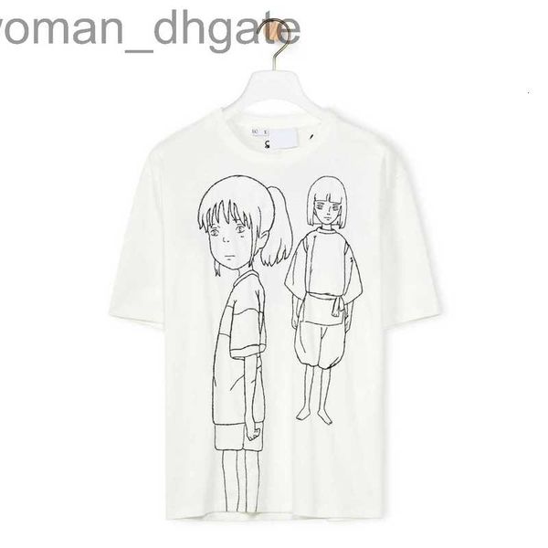 Erkek Tişörtleri Designerdesigner Luxury Loes Klasik Loes ortaklaşa Qianyou Nakışları Gevşek Çift Kısa Kollu T-Shirt Moda Çok Yönlü Erkek Kadınlar 9fl0