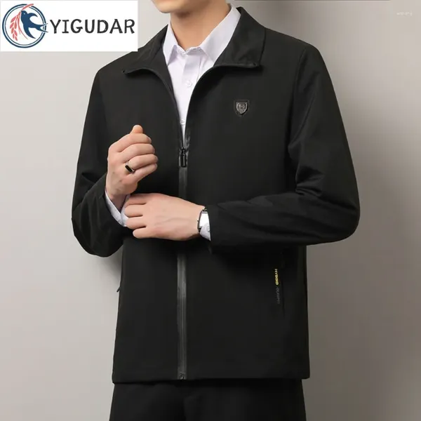 Jaquetas masculinas primavera e outono topo para homens de meia idade jaqueta lapela high end negócios casual meia idade casaco fino 2023