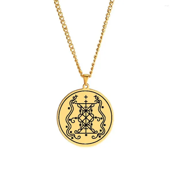 Anhänger Halsketten HLSS063 Amulette De Papa Damballah Voodoo Loa Veve Symbol Edelstahl Lasermarkierung Halskette