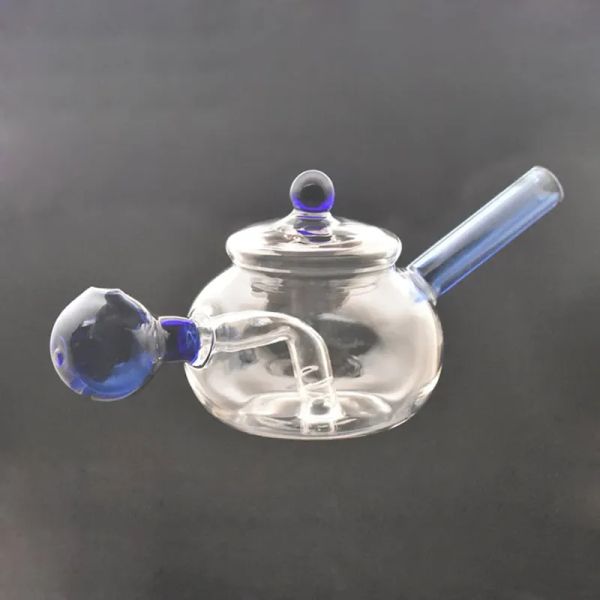 Único Tea Pot Forma Tubo de Água de Vidro Mini Vidro Bong Ash Catcher Recycler Oil Rig Acessórios para Fumar Peças com 30mm Bola Queimador de Óleo BJ