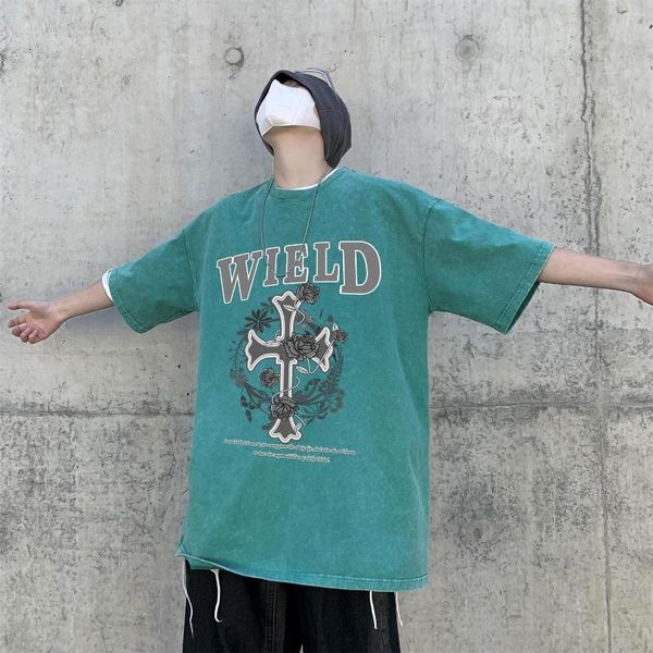 Camisetas masculinas -youth algodão transversal de rua hip hop de grandes dimensões 2023 Basquete de verão Harajuku Coreano Graphics Tees