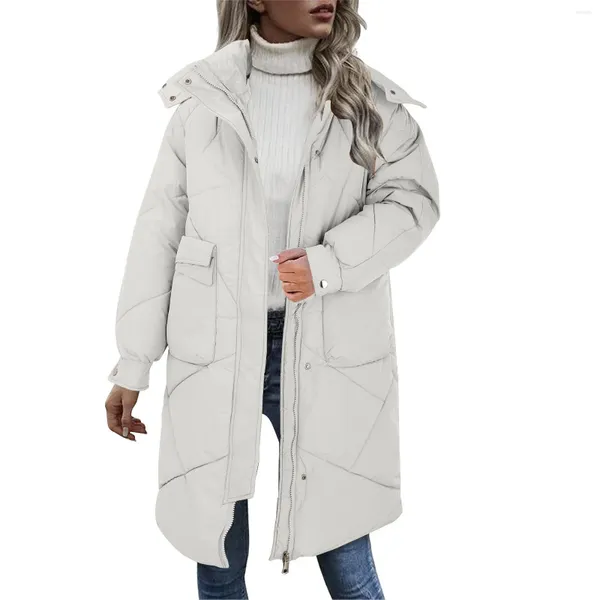 Frauen Trenchcoats Winter Einfarbig Verdickte Abnehmbare Hut Mit Doppelten Frauen Hoodie Mantel Jacke Für Fleece