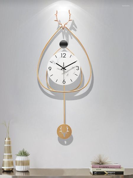 Relógios de parede Relógio de luxo nórdico Sala de estar simples Silent Metal Creative Fashion Modern Horloge Murale Home Decor 50