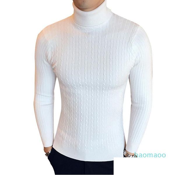 Мужские свитера Дизайнервинтер высокий шею Толстый теплый свитер муж Мужчины водолазки