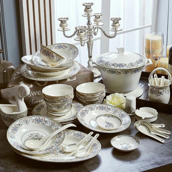 Set di stoviglie Set di stoviglie all'ingrosso Ceramica Jingdezhen 58 Butterfly Lady Europea