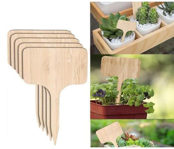 Decorazioni da giardino all'ingrosso Etichette per piante di bambù per etichette da esterno Impermeabili 2,36x4 pollici T-Type Marcatori in legno Vivaio vegetale per fiori