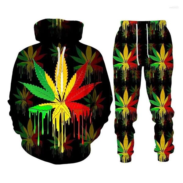 Erkeklerin Trailtsits Renkli kapüşonlu sweatshirts 3D baskılı hoodie pantolon eşofman takım elbise erkekler rahat pullover sweatshirt seti giyim