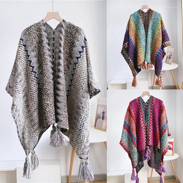 Lenços 2023 imitação cashmere mulheres cachecol outono inverno boho quente poncho envoltório cobertor feminino manto pashmina xale