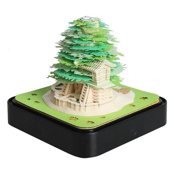 Altro Giardino domestico 2024 Calendario Terra Astronauti Blocco Omoshiroi Blocco note 3D Carta Note adesive Casa sull'albero Mashroom Articoli da regalo con luce a LED 231121