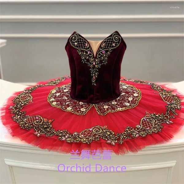 Palco desgaste fino padrão de alta qualidade profissional tamanho personalizado clássico meninas vermelho preto pássaro ballet tutu trajes