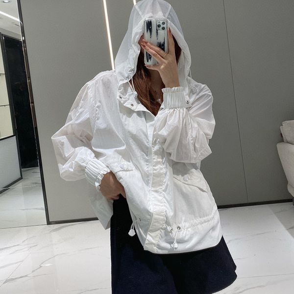 Trench da donna 2023 Corea Women Spring Summer Fashion Coat Female Bianco Sun Protezione Short Short Windgeler Giacca Lady Long Manica Casualmente 230421