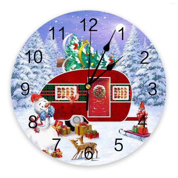 Orologi da parete Natale Camper Pupazzo di neve Renna Pino PVC Decorazioni per la casa moderne Soggiorno Adesivi per ufficio Orologio digitale