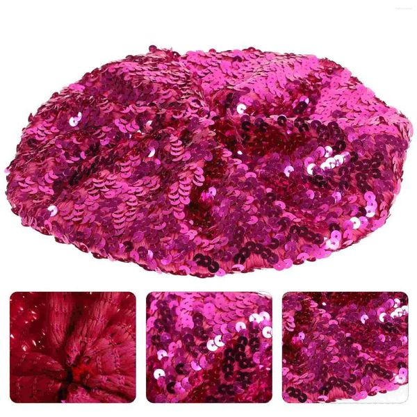 Beret Women Fashion SPARKLE paillettes berretto Accessori per costumi per danza (Rosy)