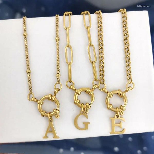 Ожерелья с подвесками, ожерелье с буквами A-Z для женщин и мужчин, колье из нержавеющей стали, золотого, серебряного цвета, цепочка с геометрическими бусинами, маленький алфавит