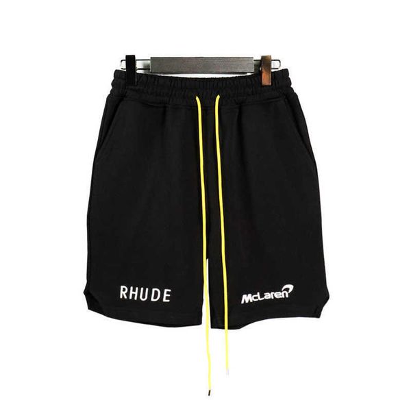 Designerkleidung kurze lässige Rhude Trendmarke Shorts Sommer High Street Mode Brief Stickerei lose entspannte Herren Damen Capris Nebel Jogger Sportbekleidung