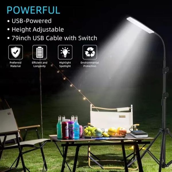 Açık Mekan Taşınabilir LED Güneş Işıkları Kamp Fener Adjsutable Tripod Stand Acil Durum Işık Dış Mekan İş Barbekü USB Güçlü Aydınlatma266n