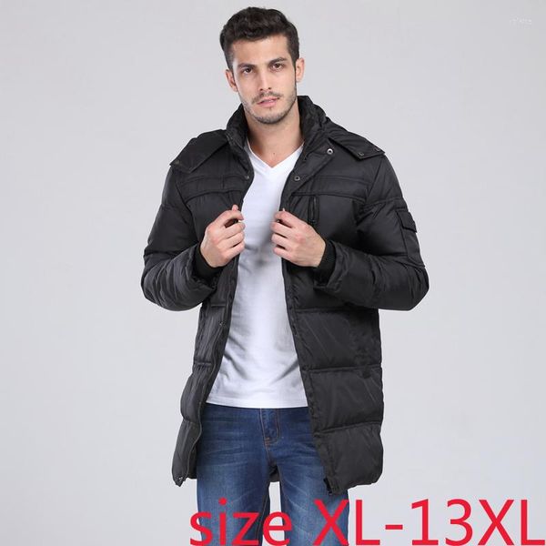 Piumino da uomo Super Large Medio-lungo Cappotto Petto 160CM Busto Giacca Capispalla Grigio Plus Size5XL 6XL 7XL 8XL9XL10XL11XL12XL13XL