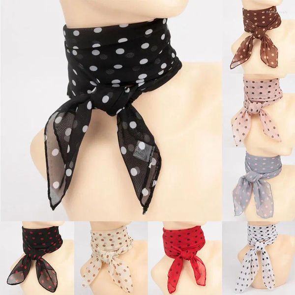 Lenços 65/65cm Mulheres Moda Chiffon Polka Dot Scarf Senhoras Cabeça Pescoço Quadrado Xales Verão Feminino Faixas de Cabelo Neckerchief