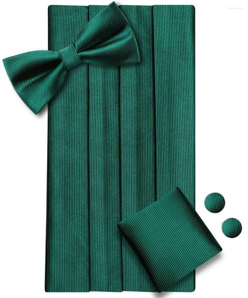 Cinture Hi-Tie Cintura da uomo in seta verde Cintura vintage formale Jacquard Papillon floreale Hanky Gemelli Cintura Corsetto per uomo Prom Banchetto Regalo