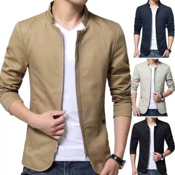 Jaquetas masculinas masculino casual juventude outerwear plus size cor sólida vestuário masculino jaqueta moda gola casacos fino ajuste negócios S-5XL
